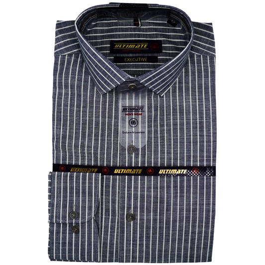 Grey & White Striped dress Shirt