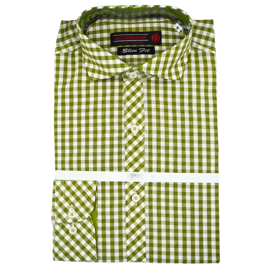 Green & White Checkered dress shirt