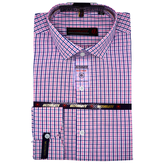 Pink & Blue Checkered dress Shirt