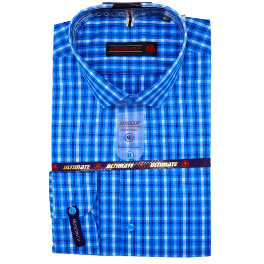 Blue checked Men's dress shirt