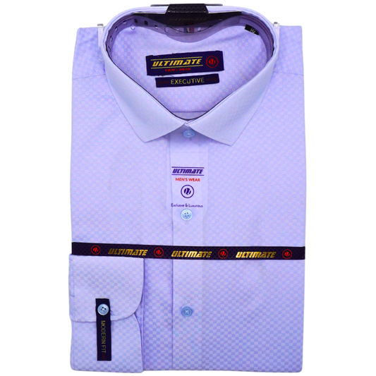 Light lavender checkered pattern dress shirt