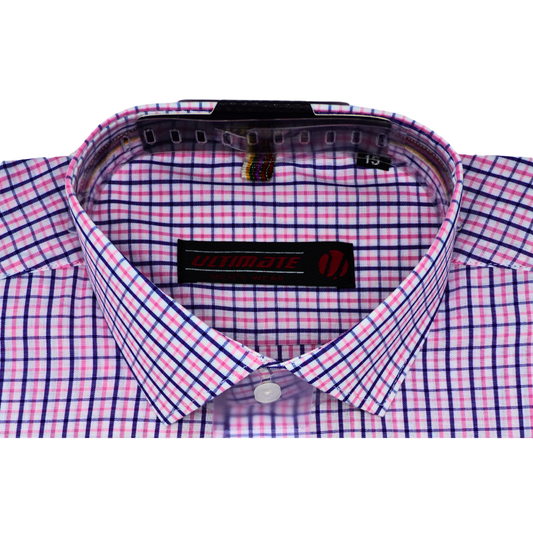Pink & Blue Checkered dress Shirt