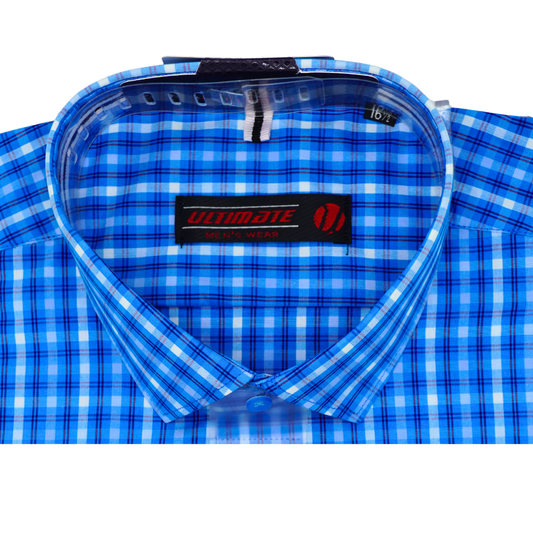 Blue checked Men's dress shirt
