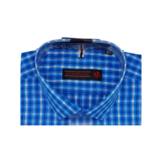 Blue Check Print Dress Shirt