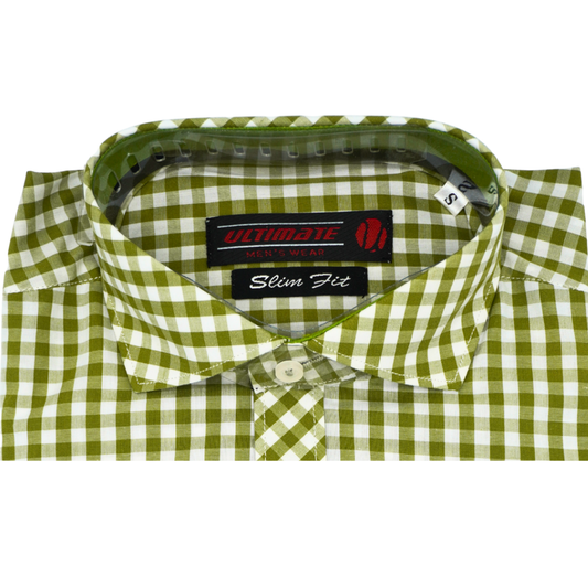 Green & White Checkered dress shirt