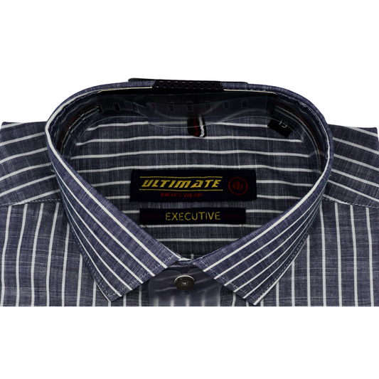 Grey & White Striped dress Shirt